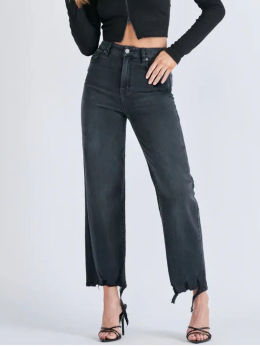 HIDDEN Tracey High-Rise Washed Out Black Relaxed Straight Jean 26